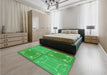 Patterned Neon Green Rug in a Bedroom, pat1632grn