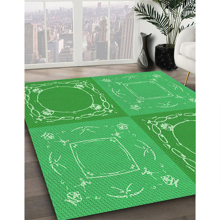 Machine Washable Transitional Neon Green Rug in a Family Room, wshpat1632grn