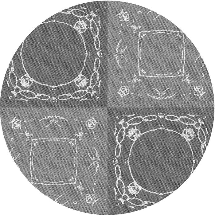 Square Patterned Ash Gray Rug, pat1632gry