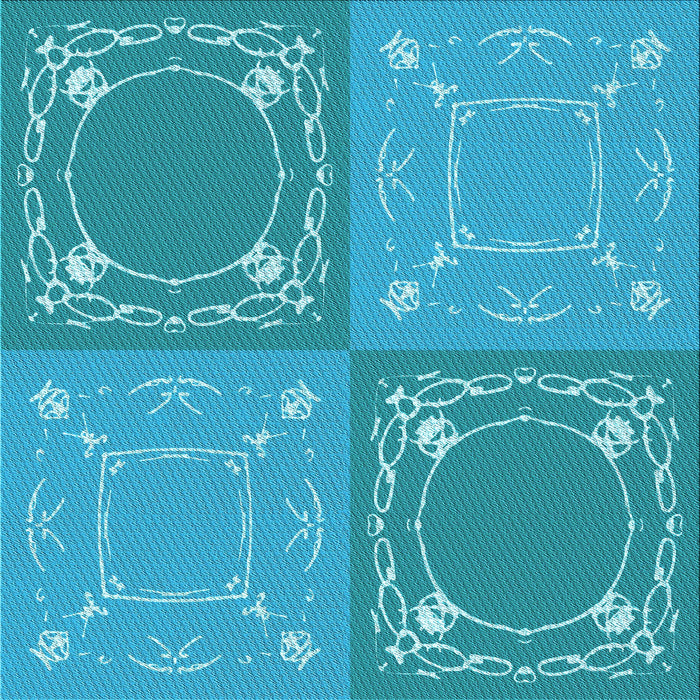 Round Patterned Dark Turquoise Green Rug, pat1632lblu