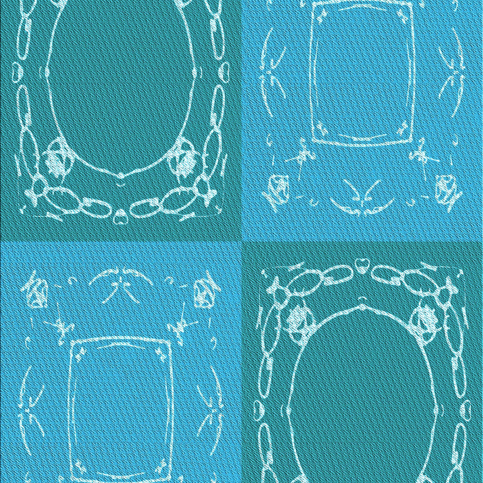 Patterned Dark Turquoise Green Rug, pat1632lblu