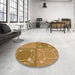 Round Patterned Yellow Rug in a Office, pat1632org