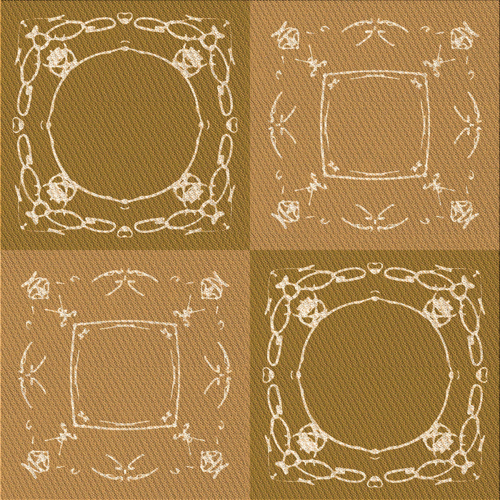 Round Patterned Yellow Rug, pat1632org