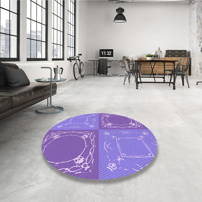 Round Patterned Purple Mimosa Purple Rug in a Office, pat1632pur