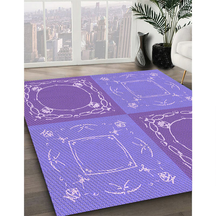 Patterned Purple Mimosa Purple Rug in Family Room, pat1632pur