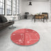 Round Patterned Red Rug in a Office, pat1632rd