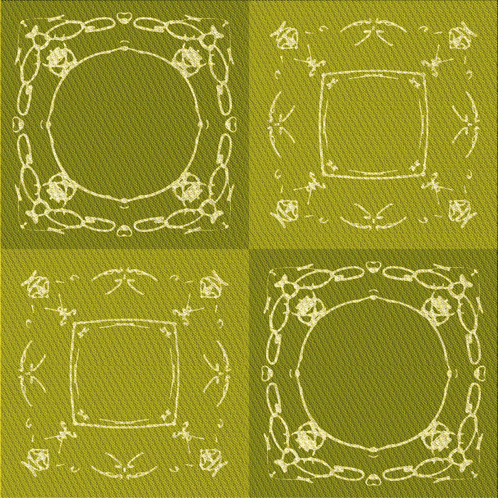 Round Patterned Dark Yellow Green Rug, pat1632yw