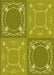 Machine Washable Transitional Dark Yellow Green Rug, wshpat1632yw