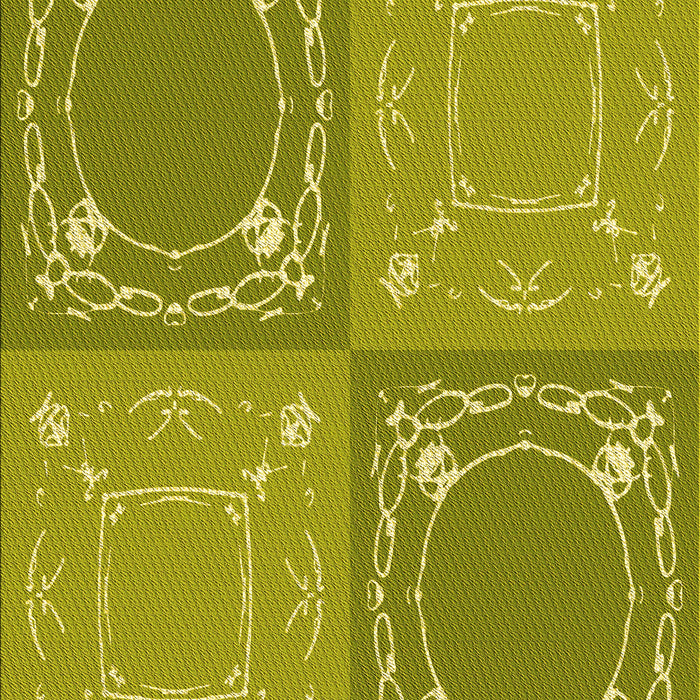 Patterned Dark Yellow Green Rug, pat1632yw