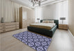 Patterned Blue Rug in a Bedroom, pat1633blu