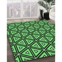 Patterned Deep Emerald Green Rug, pat1633grn