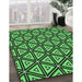 Patterned Deep Emerald Green Rug in Family Room, pat1633grn