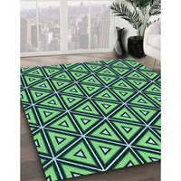 Patterned Deep Teal Green Rug, pat1633lblu