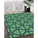 Patterned Deep Teal Green Rug in Family Room, pat1633lblu