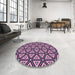 Round Patterned Dark Purple Rug in a Office, pat1633pur