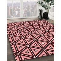 Patterned Light Coral Pink Rug, pat1633rd