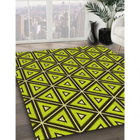 Patterned Dark Forest Green Rug, pat1633yw