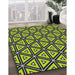 Patterned Green Novelty Rug in Family Room, pat1633