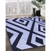 Patterned Blue Rug in Family Room, pat1634blu