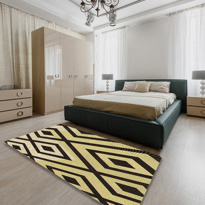 Patterned Milk Chocolate Brown Rug in a Bedroom, pat1634brn