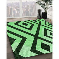 Patterned Deep Emerald Green Rug, pat1634grn