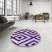 Round Patterned Purple Rug in a Office, pat1634pur