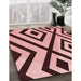 Patterned Pastel Pink Rug in Family Room, pat1634rd