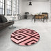 Round Patterned Pastel Pink Rug in a Office, pat1634rd