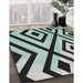 Machine Washable Transitional Magic Mint Green Rug in a Family Room, wshpat1634