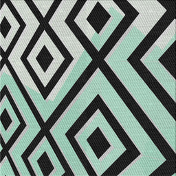 Square Patterned Mint Green Novelty Rug, pat1634