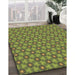 Machine Washable Transitional Pistachio Green Rug in a Family Room, wshpat1635brn