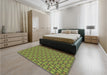 Patterned Pistachio Green Rug in a Bedroom, pat1635brn