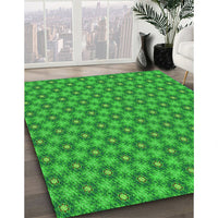 Patterned Lime Green Rug, pat1635grn