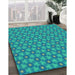 Machine Washable Transitional Dark Turquoise Green Rug in a Family Room, wshpat1635lblu