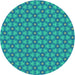 Square Patterned Dark Turquoise Green Rug, pat1635lblu