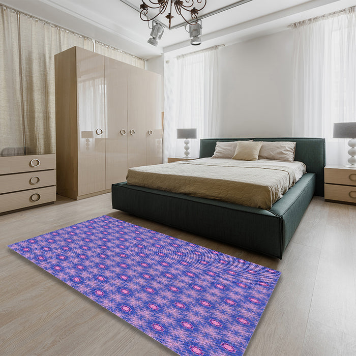 Round Machine Washable Transitional Purple Mimosa Purple Rug in a Office, wshpat1635pur