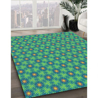 Patterned Teal Green Novelty Rug, pat1635