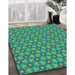 Patterned Teal Green Novelty Rug in Family Room, pat1635