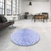 Round Patterned Sky Blue Rug in a Office, pat1636blu