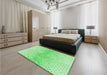 Patterned Green Rug in a Bedroom, pat1636grn