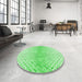 Round Patterned Green Rug in a Office, pat1636grn