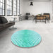 Round Patterned Diamond Blue Rug in a Office, pat1636lblu