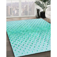 Patterned Diamond Blue Rug, pat1636lblu