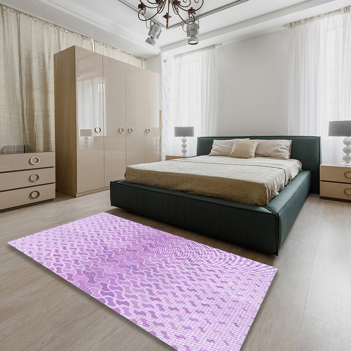 Patterned Purple Rug in a Bedroom, pat1636pur