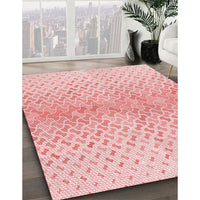 Patterned Light Red Pink Rug, pat1636rd