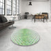 Round Machine Washable Transitional Green Rug in a Office, wshpat1636