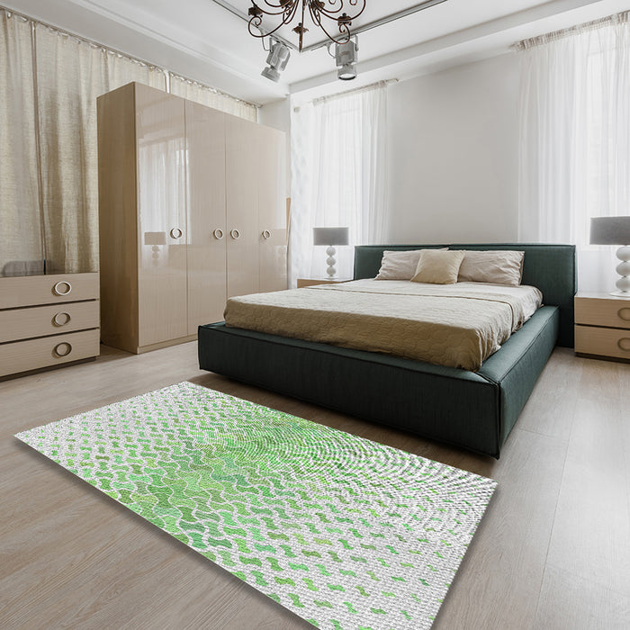 Machine Washable Transitional Green Rug in a Bedroom, wshpat1636