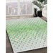 Patterned Green Novelty Rug in Family Room, pat1636