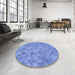 Round Patterned Sky Blue Rug in a Office, pat1637blu