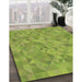 Patterned Pistachio Green Rug in Family Room, pat1637brn